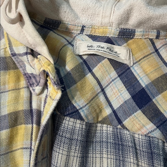 We The Free Yellow and Cream Plaid Hooded Shirt - Picture 4 of 5